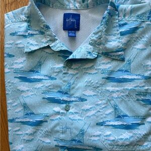 Guy Harvey Blue Patterned Shirt XXL EEG